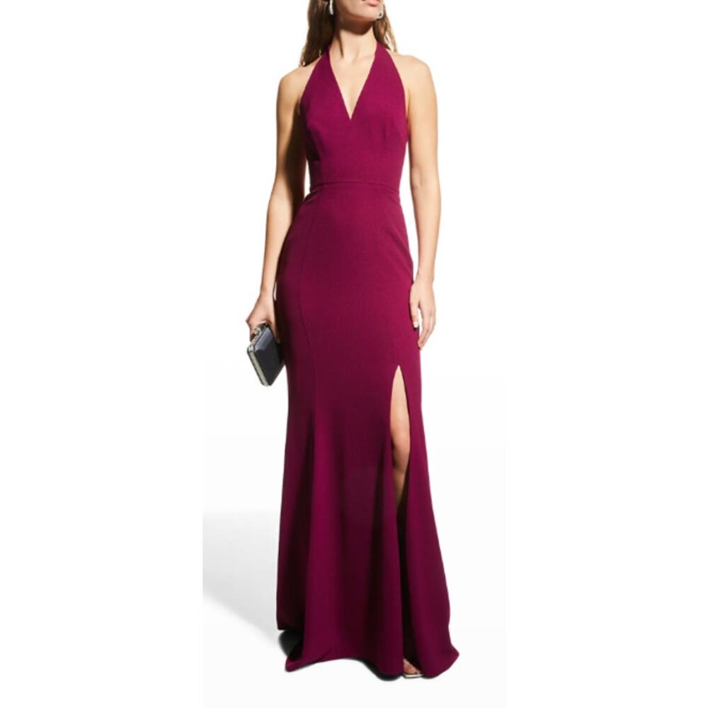NWT Dress The Population Shiloh Tie Back Halter Dress in Dark Magenta